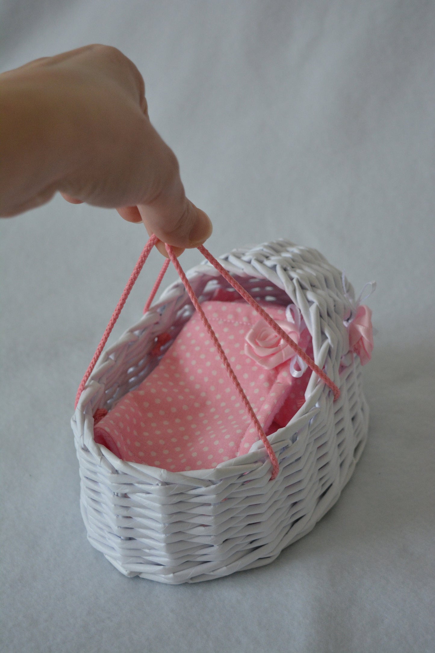 Reborn Doll Crib with Pink Bedding