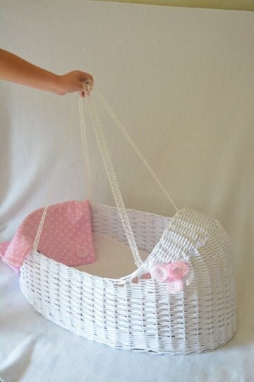 Reborn Doll Crib with Pink Bedding