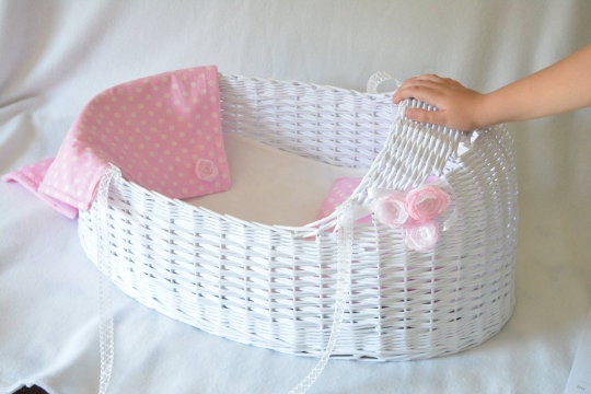 Reborn Doll Crib with Pink Bedding